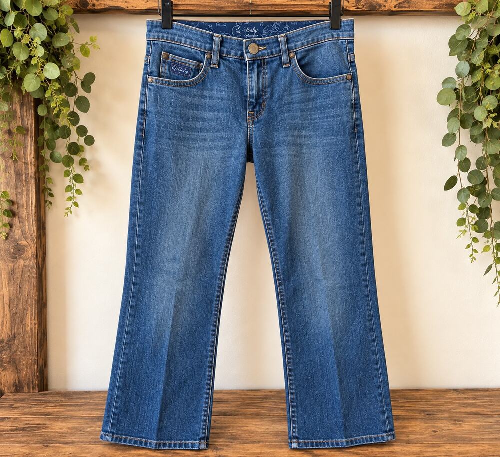 Wrangler Q-Baby Ultimate Riding Jeans Womens 1/2 x 34 Bootcut Blue Denim